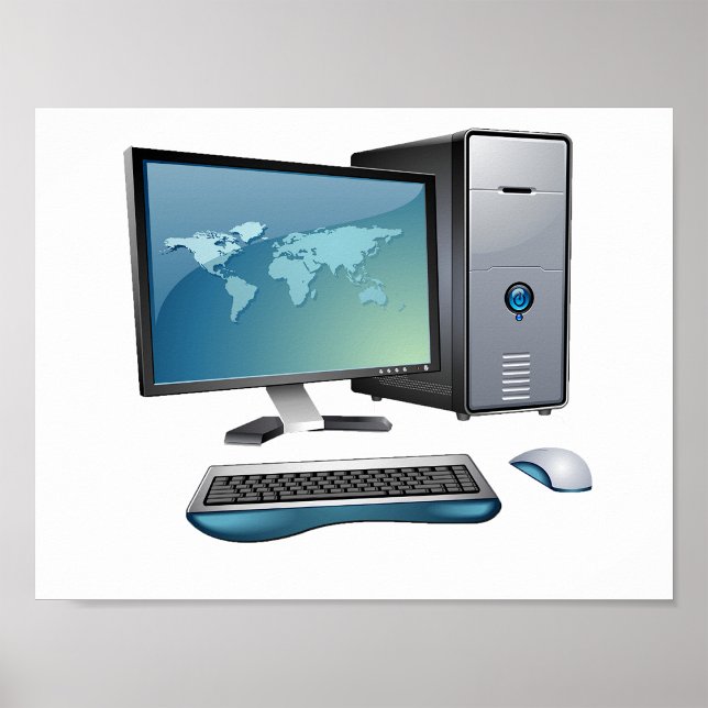 Desktop Computer with Monitor, Keyboard and Mouse Poster (Creator Uploaded)