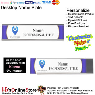 Desktop Silver Name Plate with Logo & Slogan 10