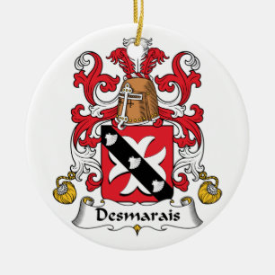 Desmarais Family Crest Ceramic Tree Decoration