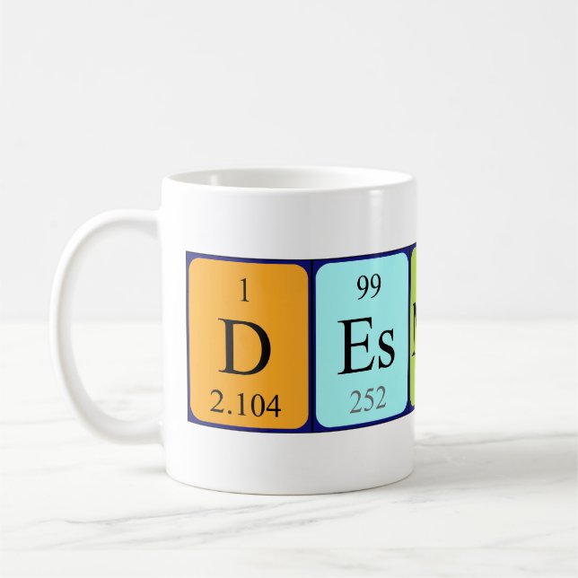 Desmond periodic table name mug (Left)