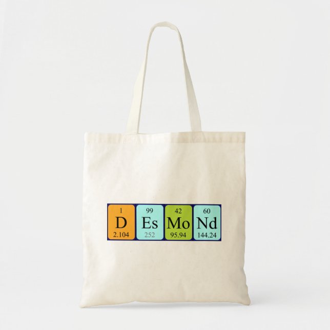 Desmond periodic table name tote bag (Front)
