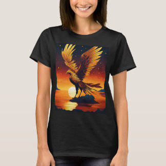 "Desolate Magical Black & Golden Phoenix Tee" T-Shirt