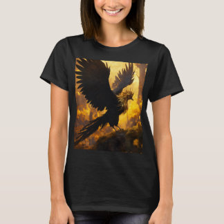 Desolate Magical Black & Golden Phoenix Tee" T-Shirt
