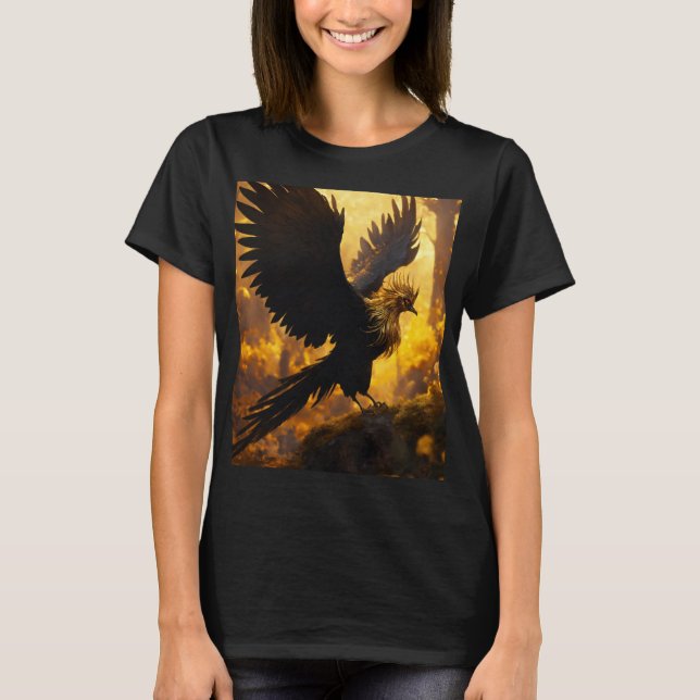 Desolate Magical Black & Golden Phoenix Tee" T-Shirt (Front)