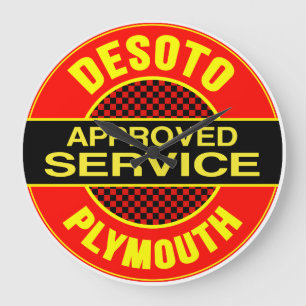 Desoto Plymouth Approved Service sign clock