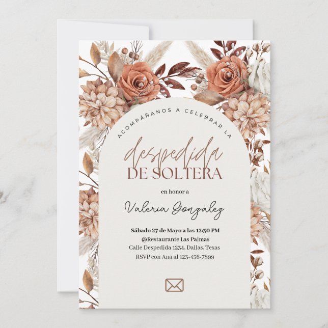 Despedida de Soltera Boho Floral Invitation (Front)