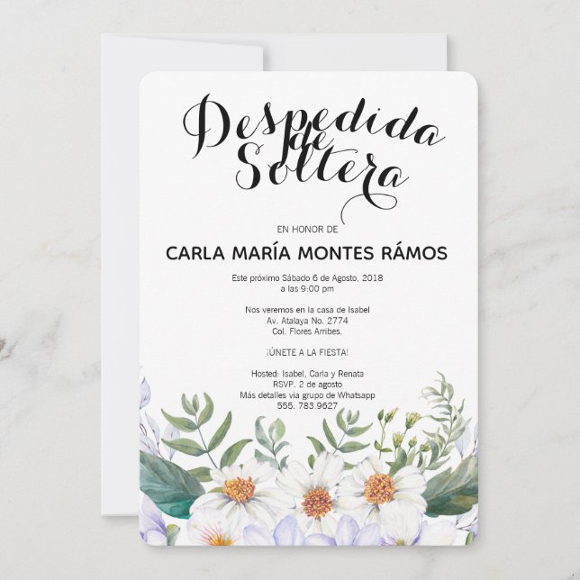 Despedida de Soltera invitation, En español Invitation (Front)