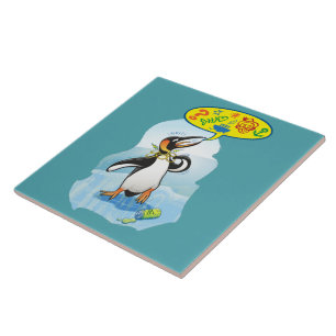 Desperate king penguin saying bad words tile
