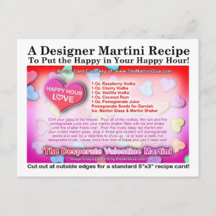Desperate Valentine Martini Recipe Postcard