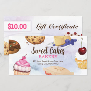 Dessert Bakery Gift Certificate Template