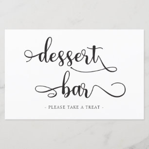 "Dessert Bar" Black White Calligraphy Wedding Sign