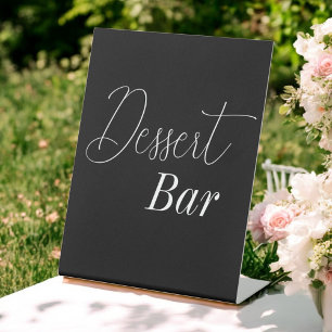 Dessert Bar Black White Wedding  Pedestal Sign