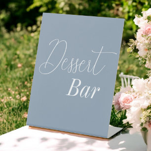 Dessert Bar Dusty Blue Wedding Baby Shower Pedestal Sign