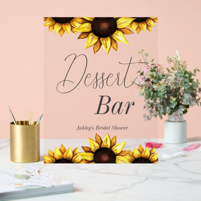 Dessert Bar Sunflower Wedding Bridal Shower Acrylic Sign (Wedding)