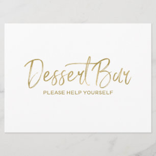 "Dessert bar" Wedding Sign   Stylish Golden Invitation