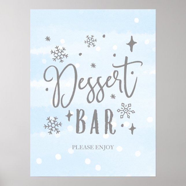 Dessert Bar Winter Baby Shower Sweets Table Sign (Front)