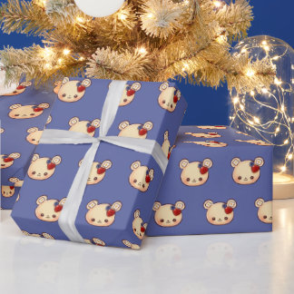 Dessert Bear Strawberry Blueberry Kawaii Cute Wrapping Paper