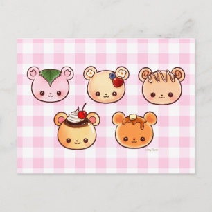 Dessert Bears Pudding Cinnamon Pancake Crepe Mochi Postcard