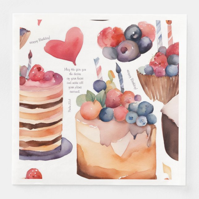 Dessert Birthday | Multi Colour Napkin (Front)