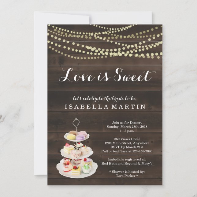 Dessert Bridal Shower Invitation - Love is Sweet (Front)
