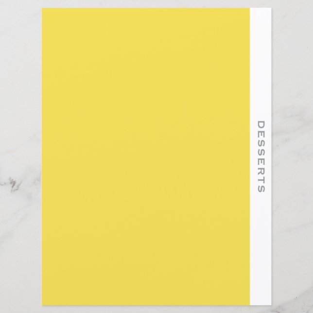 Dessert Category | Recipe Divider | Simple Yellow (Front)
