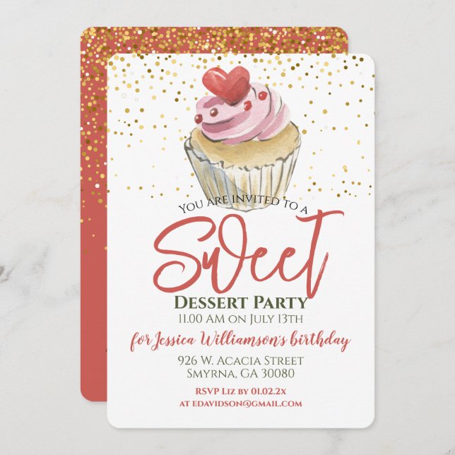 Dessert Cupcake Party Invitation (Front/Back)