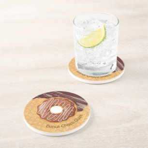 Dessert,Doughnut Choco Glaze, Chocolate Melted  Coaster