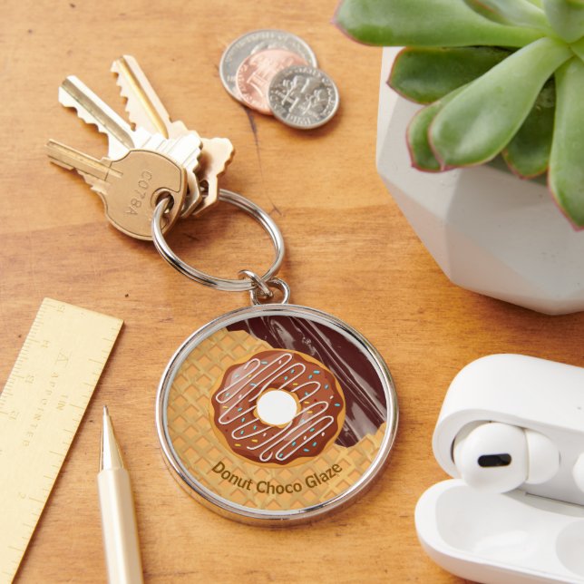 Dessert,Doughnut Choco Glaze, Chocolate Melted  Key Ring (Desk)
