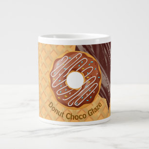 Dessert,Doughnut Choco Glaze, Chocolate Melted Large Coffee Mug