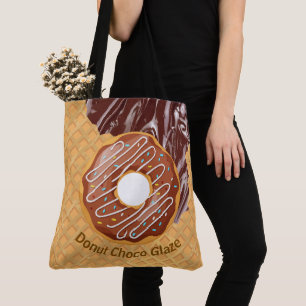 Dessert,Doughnut Choco Glaze, Chocolate Melted Tote Bag