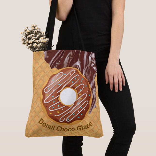 Dessert,Doughnut Choco Glaze, Chocolate Melted  Tote Bag (Close Up)