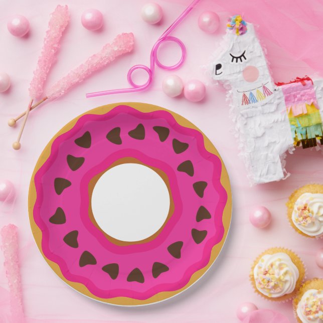 Dessert,Doughnut,Doughnut with Glaze and choco,Mod Paper Plate (Party)