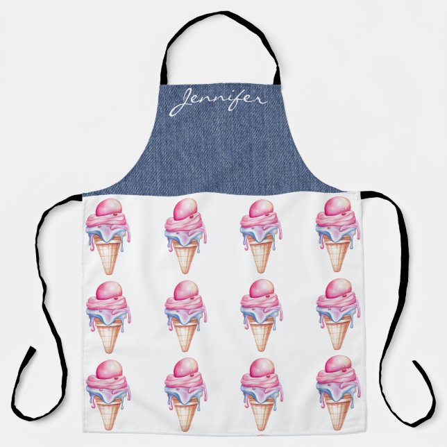 Dessert Ice Cream Cone All-Over Print Apron (Front)
