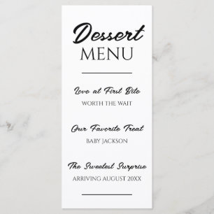 Dessert Menu Pregnancy Announcement Unique Reveal