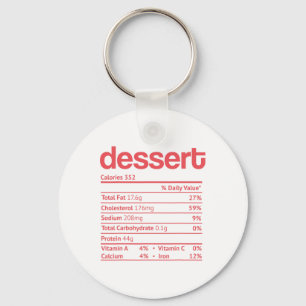Dessert Nutrition Fact Funny Thanksgiving Christma Key Ring