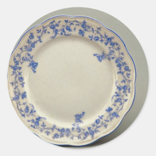 Dessert plate with colourful flower designs classic round sticker