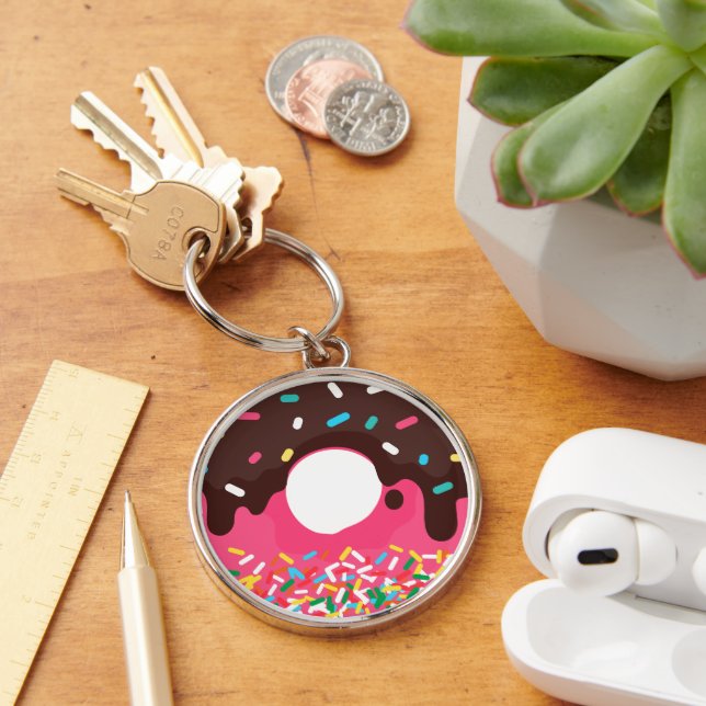 Dessert, Rainbow Sprinkle Doughnut, Doughnut Key Ring (Desk)