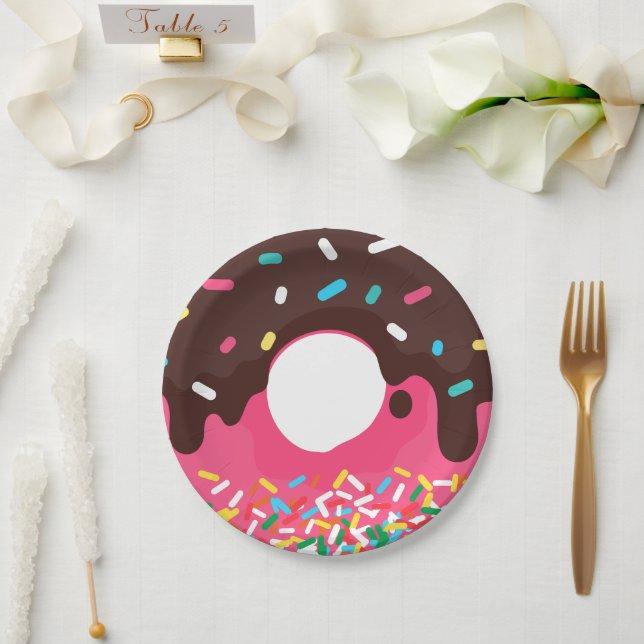 Dessert, Rainbow Sprinkle Doughnut, Doughnut Paper Plate (Wedding)