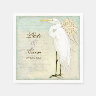 Dessert Reception Napkin Great Egret Coastal Beach