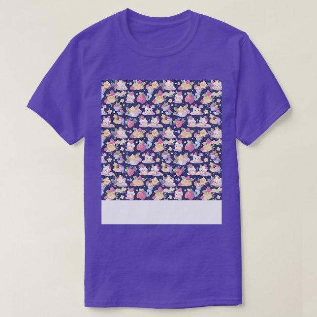 Dessert Seamless Pattern Patisserie Kawaii Cute Fr T-Shirt (Design Front)
