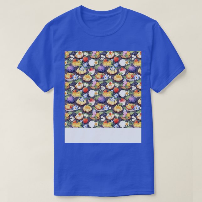 Dessert Seamless Pattern Patisserie Kawaii Cute Fr T-Shirt (Design Front)