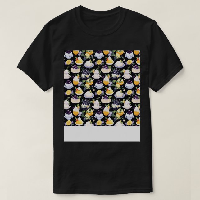 Dessert Seamless Pattern Patisserie Kawaii Cute Fr T-Shirt (Design Front)
