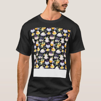 Dessert Seamless Pattern Patisserie Kawaii Cute Fr T-Shirt