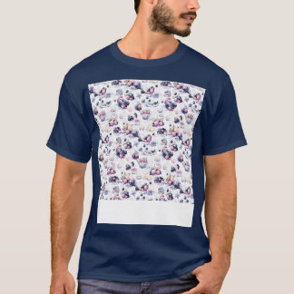 Dessert Seamless Pattern Patisserie Kawaii Cute Fr T-Shirt