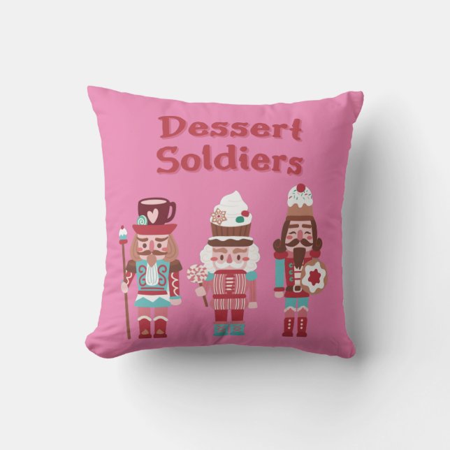 Dessert Soldier Nutcrackers Throw Pillow (Front)
