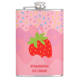 Dessert, Strawberry Ice Cream, Rainbow Sprinkle Hip Flask