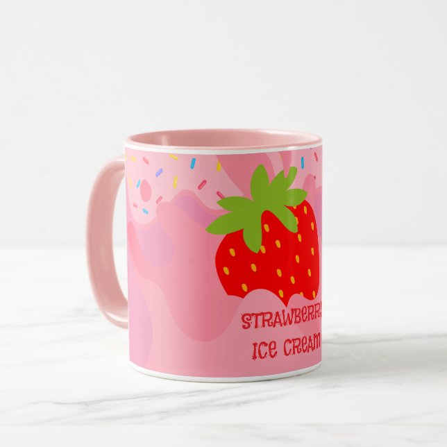 Dessert, Strawberry Ice Cream, Rainbow Sprinkle Mug (Front Left)