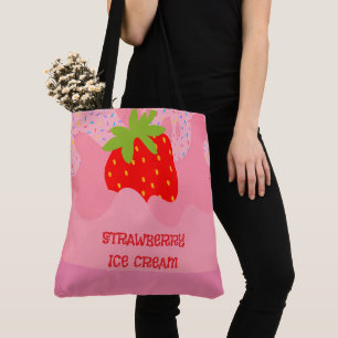 Dessert, Strawberry Ice Cream, Rainbow Sprinkle Tote Bag