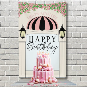 Dessert table backdrop for a Happy Birthday Banner