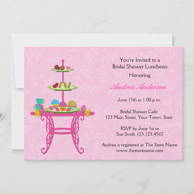 Dessert Table, Pink, Bridal Shower Invitation (Front)